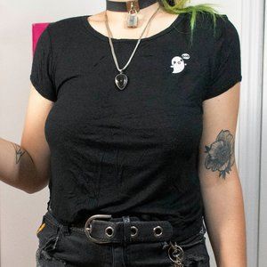 Black ghost patch t-shirt from Wet Seal